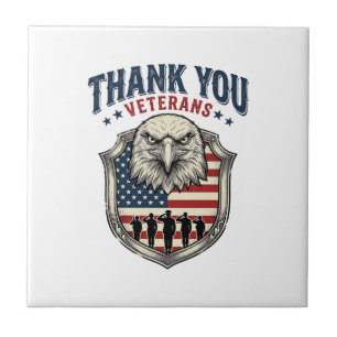 Thank You Veterans Patriotic Eagle Shield Shirt_1 Ceramic Tile