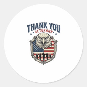 Thank You Veterans Patriotic Eagle Shield Shirt_1 Classic Round Sticker