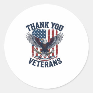 Thank You Veterans Patriotic Eagle Vintage Classic Round Sticker