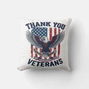 Thank You Veterans Patriotic Eagle Vintage Cushion