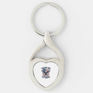 Thank You Veterans Patriotic Eagle Vintage Key Ring