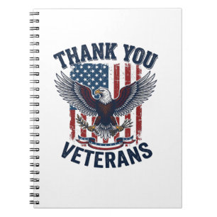 Thank You Veterans Patriotic Eagle Vintage Notebook
