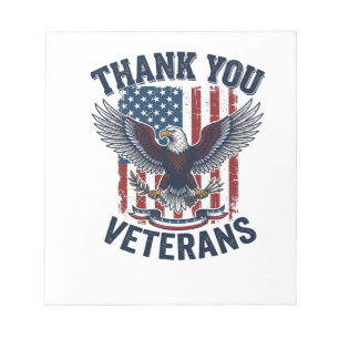 Thank You Veterans Patriotic Eagle Vintage Notepad