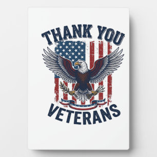 Thank You Veterans Patriotic Eagle Vintage Plaque