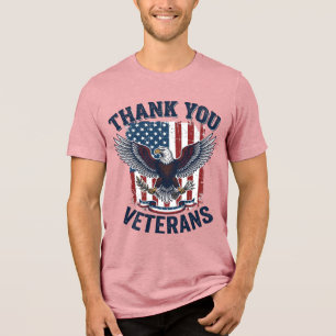 Thank You Veterans Patriotic Eagle Vintage Tri-Blend Shirt