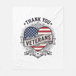 Thank You Veterans Patriotic Heart Vector Design_1 Fleece Blanket
