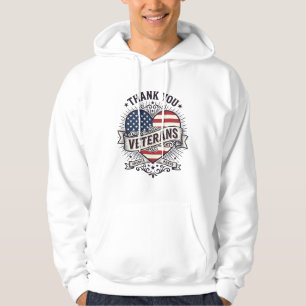 Thank You Veterans Patriotic Heart Vector Design_1 Hoodie