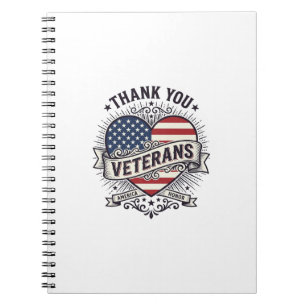 Thank You Veterans Patriotic Heart Vector Design_1 Notebook