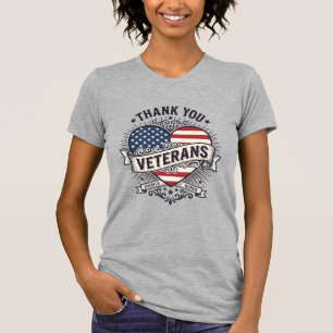 Thank You Veterans Patriotic Heart Vector Design_1 T-Shirt