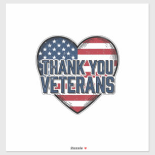 Thank You Veterans Patriotic Heart Vintage Design_