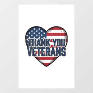 Thank You Veterans Patriotic Heart Vintage Design_