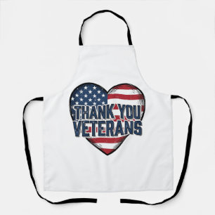 Thank You Veterans Patriotic Heart Vintage Design_ Apron