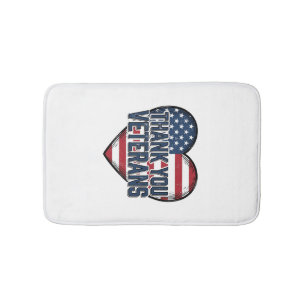 Thank You Veterans Patriotic Heart Vintage Design_ Bath Mat