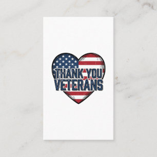 Thank You Veterans Patriotic Heart Vintage Design_ Business Card