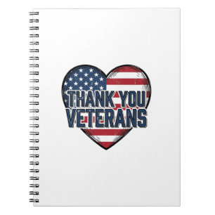 Thank You Veterans Patriotic Heart Vintage Design_ Notebook