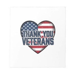 Thank You Veterans Patriotic Heart Vintage Design_ Notepad