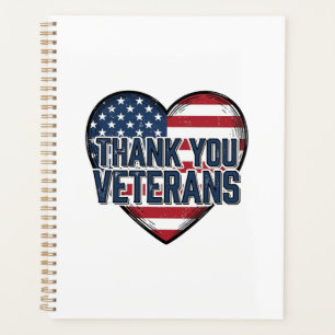 Thank You Veterans Patriotic Heart Vintage Design_ Planner