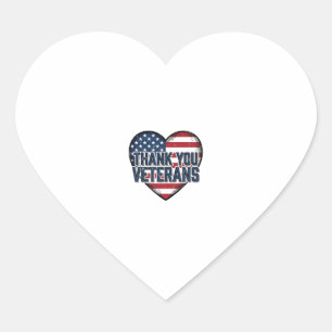 Thank You Veterans Patriotic Heart Vintage Design_ Sticker