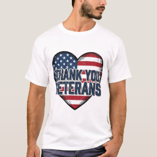 Thank You Veterans Patriotic Heart Vintage Design_ T-Shirt