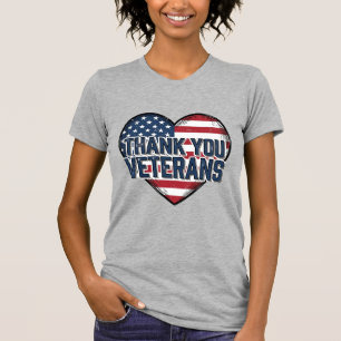 Thank You Veterans Patriotic Heart Vintage Design_ T-Shirt