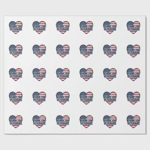 Thank You Veterans Patriotic Heart Vintage Design_ Wrapping Paper