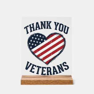 Thank You Veterans Patriotic Heart Vintage Shirt D Acrylic Sign