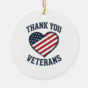 Thank You Veterans Patriotic Heart Vintage Shirt D Ceramic Ornament