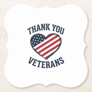 Thank You Veterans Patriotic Heart Vintage Shirt D Paper Coaster