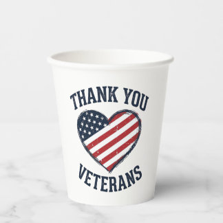Thank You Veterans Patriotic Heart Vintage Shirt D Paper Cups