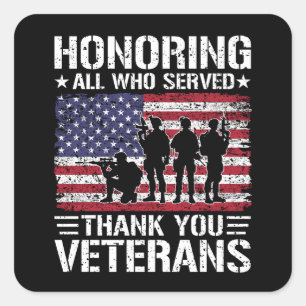 Thank You Veterans Patriotic Military Service Gift Square Sticker
