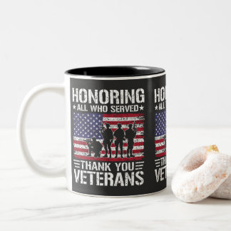Thank You Veterans Patriotic Military Service Gift Two-Tone Coffee Mug