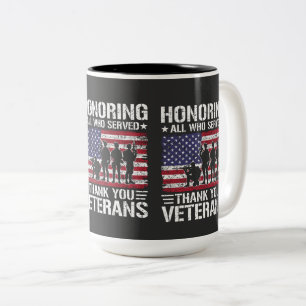 Thank You Veterans Patriotic Military Service Gift Two-Tone Coffee Mug