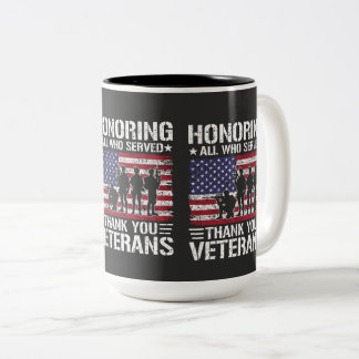 Thank You Veterans Patriotic Military Service Gift Two-Tone Coffee Mug