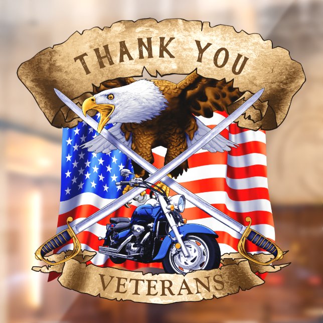 Thank You Veterans Patriotic Motorcycle Biker USA  (Sheet 2)