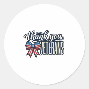 Thank You Veterans Patriotic Ribbon Vintage Shirt_ Classic Round Sticker