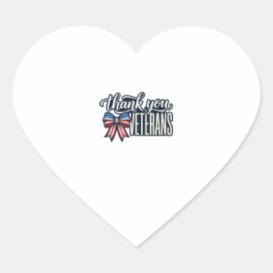 Thank You Veterans Patriotic Ribbon Vintage Shirt_ Heart Sticker
