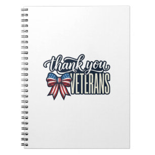Thank You Veterans Patriotic Ribbon Vintage Shirt_ Notebook