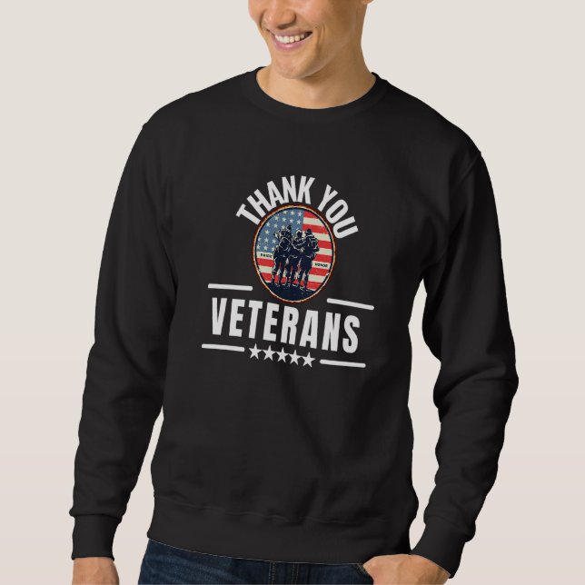 Thank You Veterans Proud Veteran Day American Flag Sweatshirt (Front)