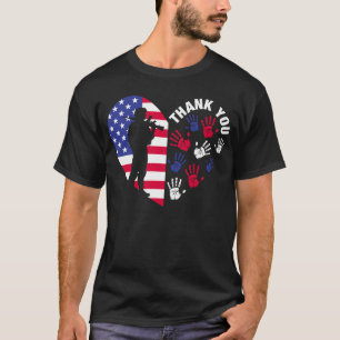 Thank You Veterans Red White Blue Handprint Gift T-Shirt