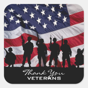 Thank You Veterans Square Sticker