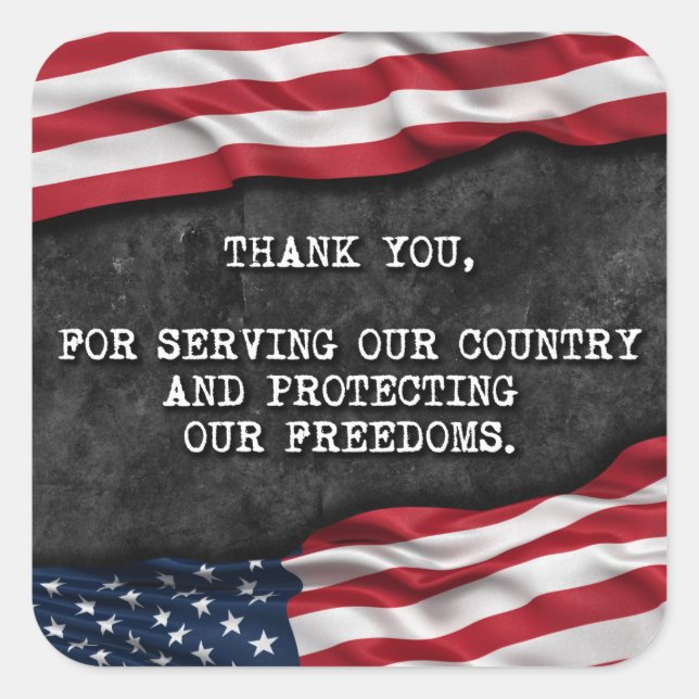 Thank you veterans. square sticker (Front)