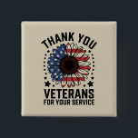 Thank You Veterans Sunflower Military Veterans Day 15 Cm Square Badge<br><div class="desc">Thank You Veterans Sunflower Military Veterans Day Tribute</div>