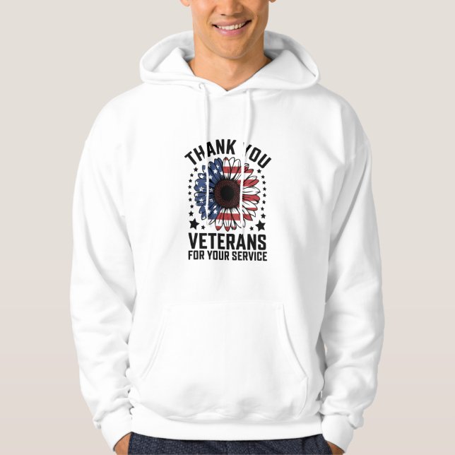 Thank You Veterans Sunflower Military Veterans Day Hoodie (Front)
