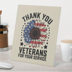 Thank You Veterans Sunflower Military Veterans Day Pedestal Sign