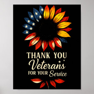 Thank You Veterans Sunflower Military Veterans Day Poster