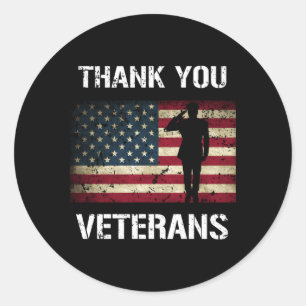 Thank You Veterans Us American Flag Classic Round Sticker