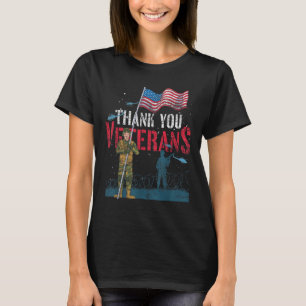 Thank You Veterans Us Flag Patriotic Soldier Memor T-Shirt