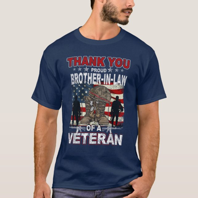 Thank You Veterans US Flag Proud Brother-in-Law T-Shirt (Front)