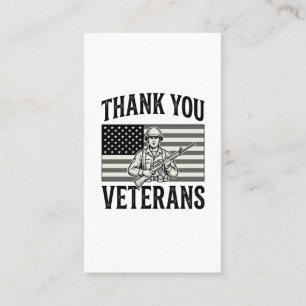 Thank You Veterans Vintage Flag Soldier Shirt Desi Business Card