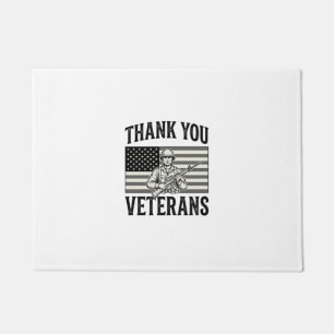 Thank You Veterans Vintage Flag Soldier Shirt Desi Doormat
